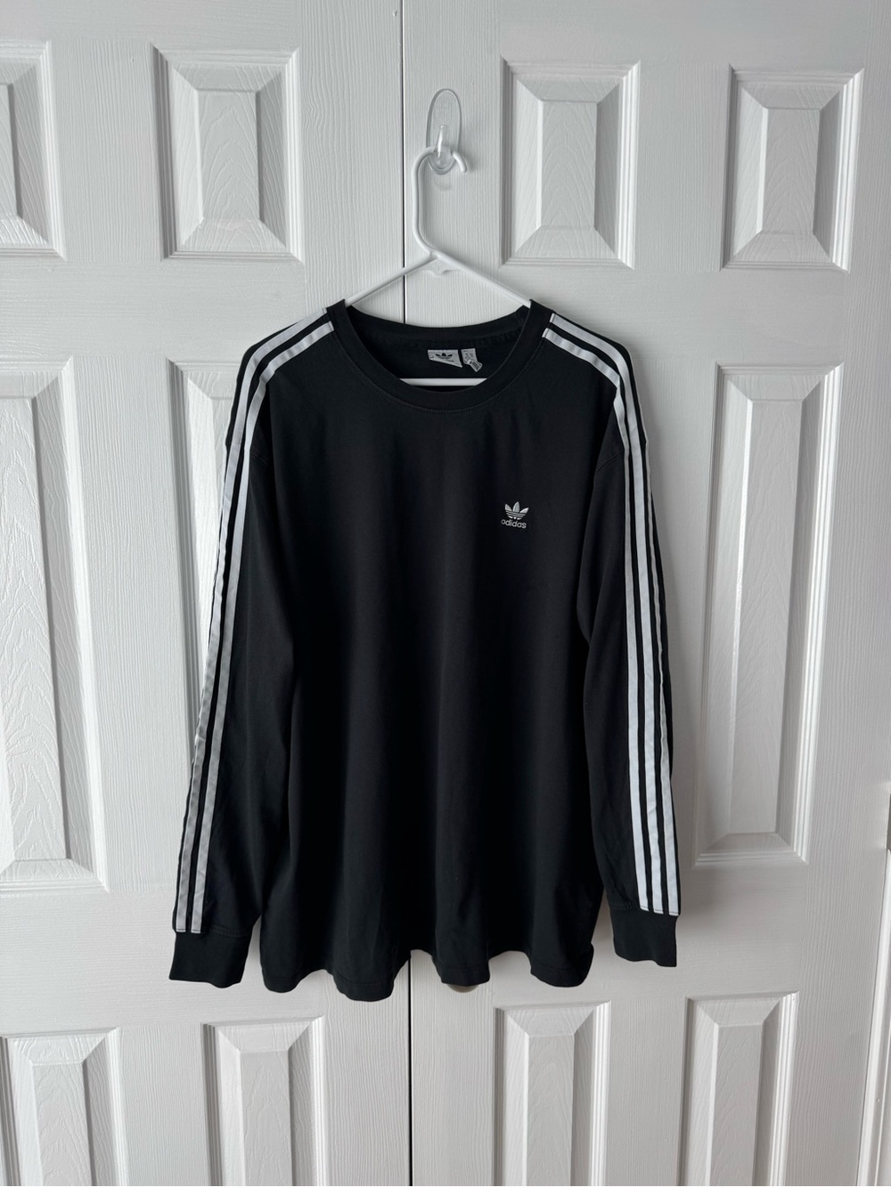 Adidas Trefoil Black White Long Sleeve Tee Shirt 2X Womens 3 Stripes